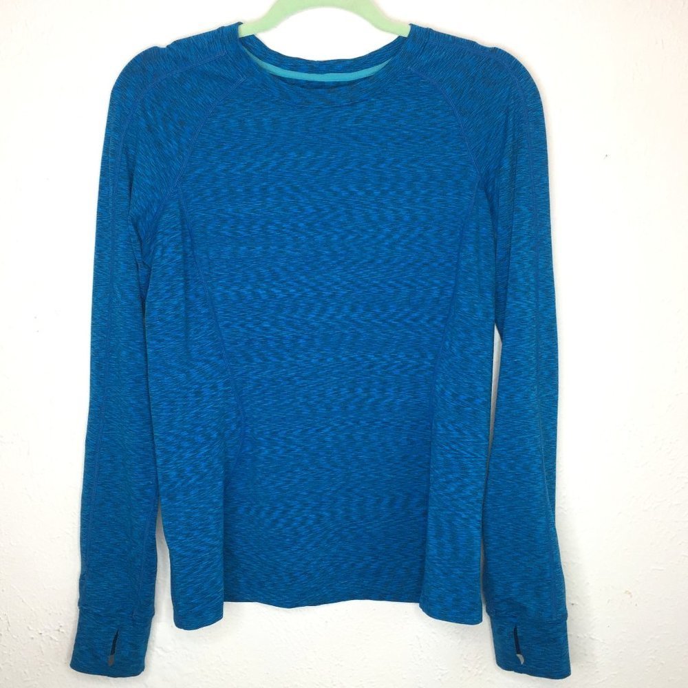 REI women's blue heather long sleeved top size M.